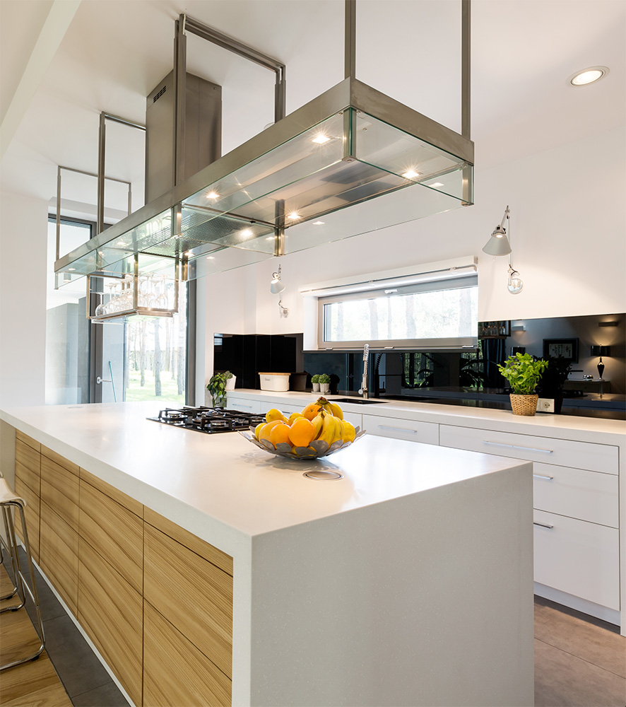 Kitchen island with stone countertop